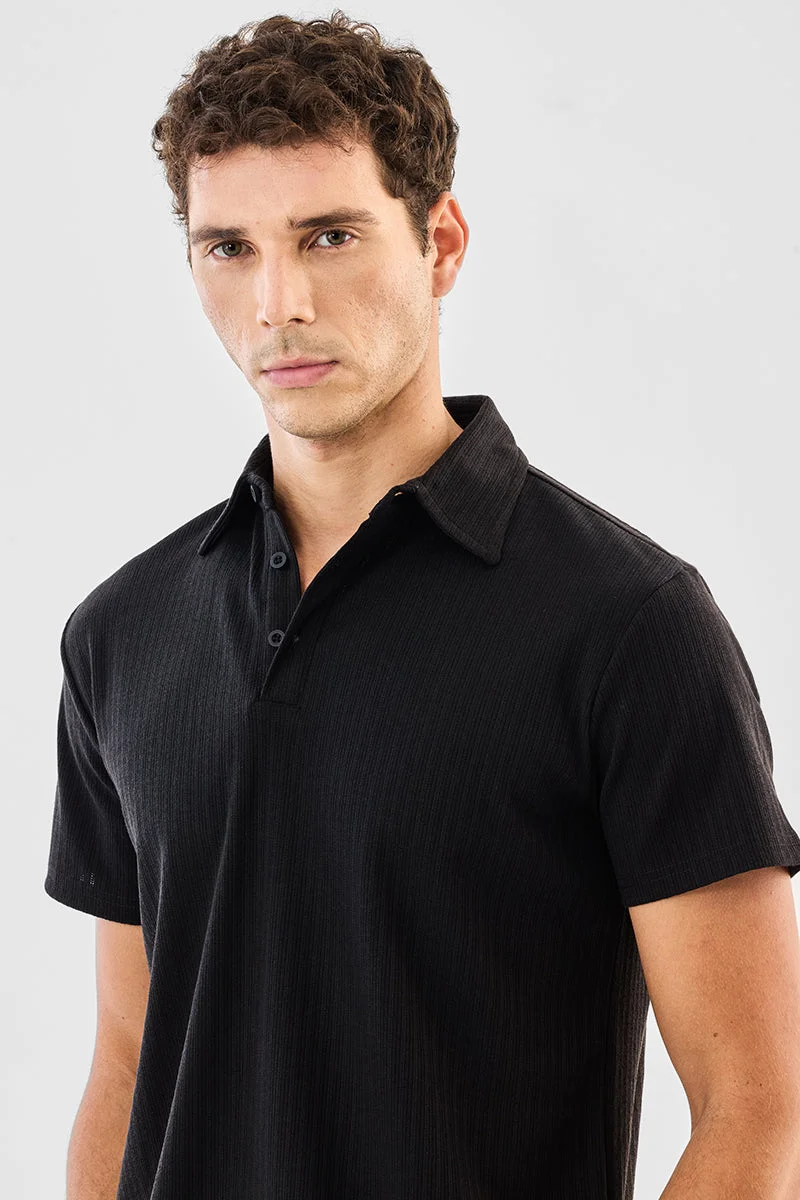 SNITCH Regular Fit Stretch Knitted Polo T-Shirt